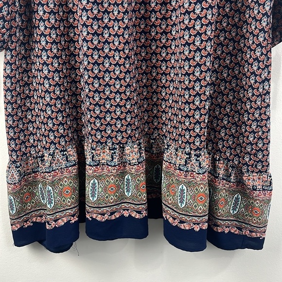 Jodifl Mixed Print Boho Long Puff Sleeve Tunic Dress Top Womens Size L - Picture 7 of 10